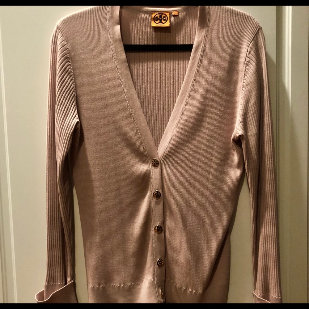 Tory Burch Simone Pink Long-Sleeve Cardigan L